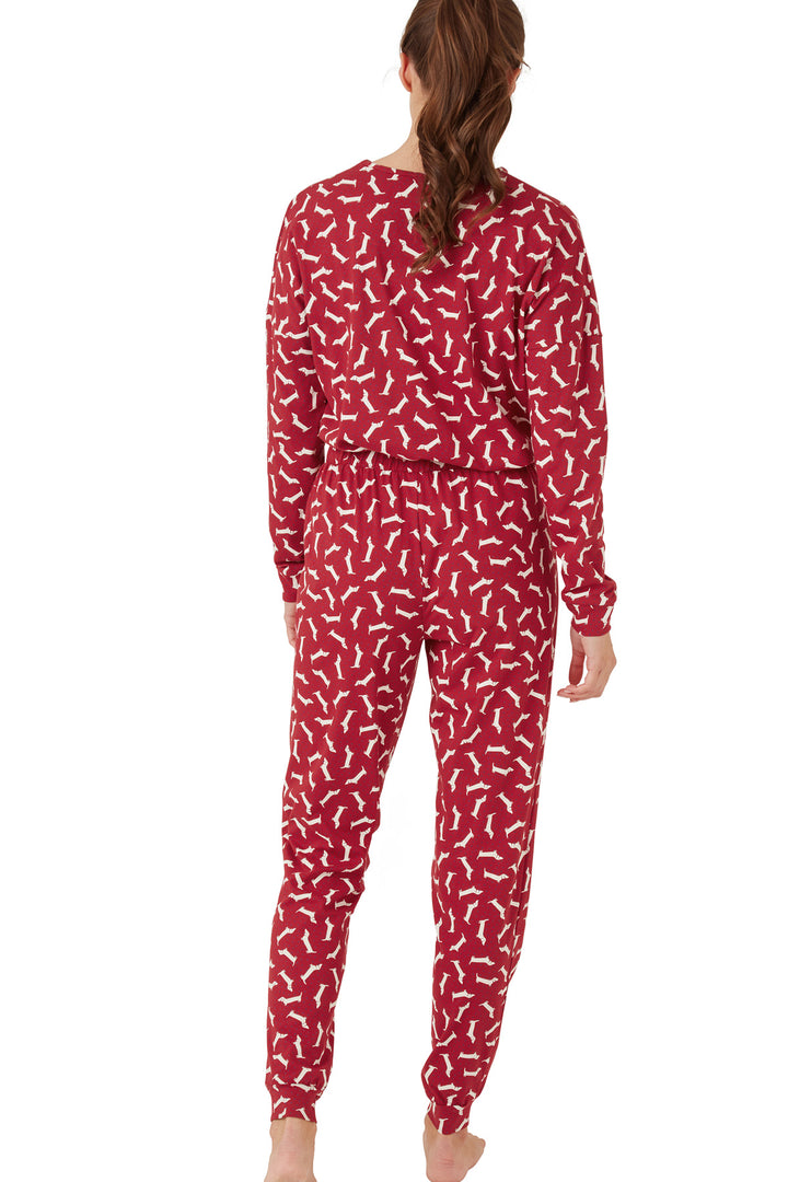 Dotty Dachshund Knitted Cotton Jogger Pyjama Set
