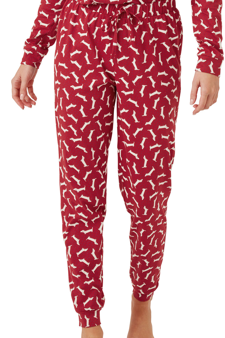 Dotty Dachshund Knitted Cotton Jogger Pyjama Set