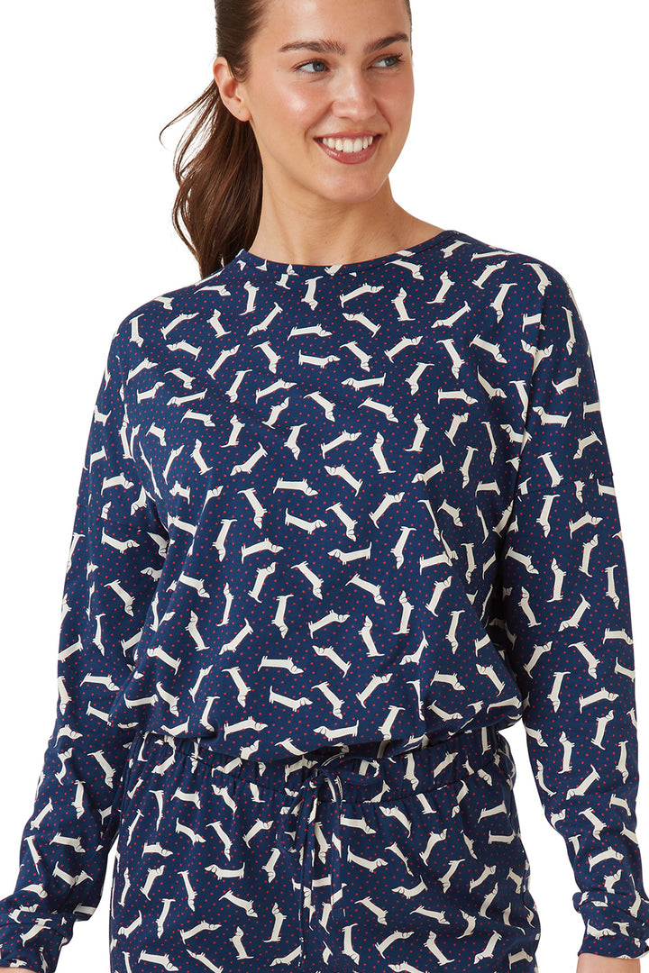 Dotty Dachshund Knitted Cotton Jogger Pyjama Set