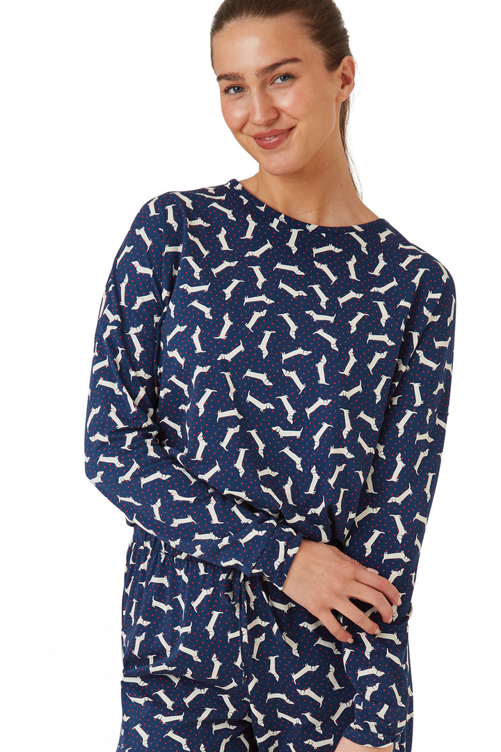 Dotty Dachshund Knitted Cotton Jogger Pyjama Set
