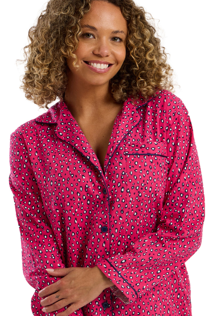 Neon Leopard  Cosy Brushed Cotton Printed Pyjama Set