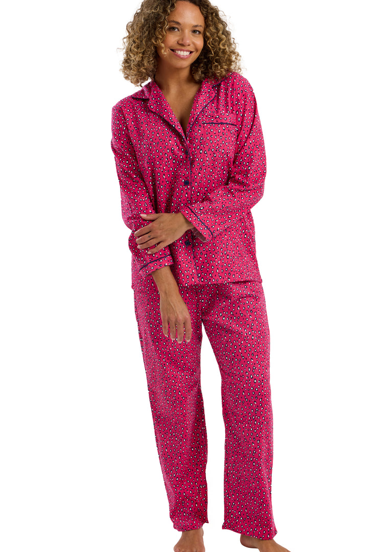 Neon Leopard  Cosy Brushed Cotton Printed Pyjama Set