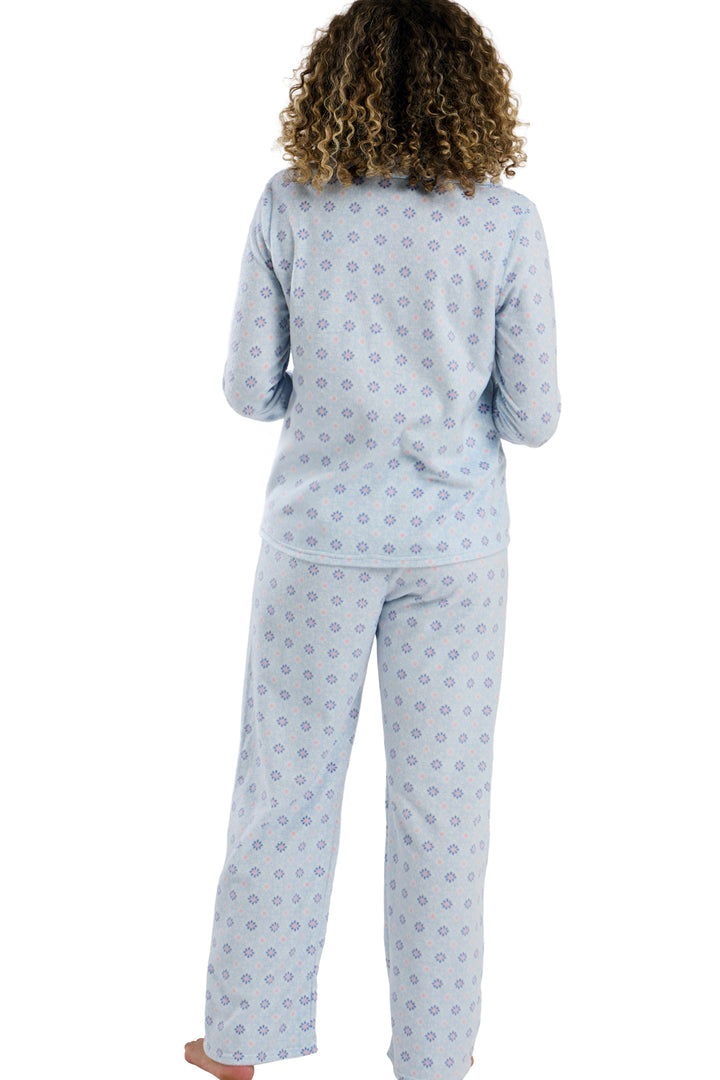 Pretty Geometric Print Soft  Fleece Revere Pyjama Set
