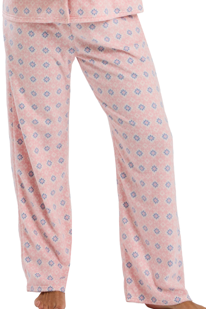Pretty Geometric Print Soft  Fleece Revere Pyjama Set