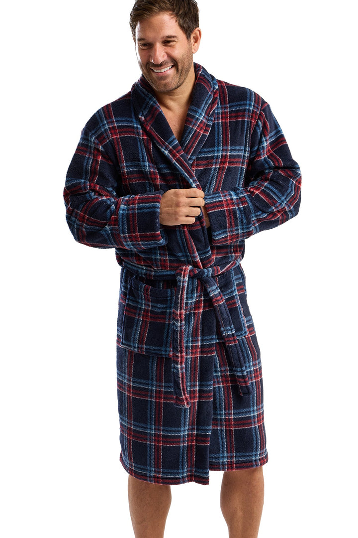 West Ridge Farsley Cosy & Warm Printed Fleece Shawl Collar Robe