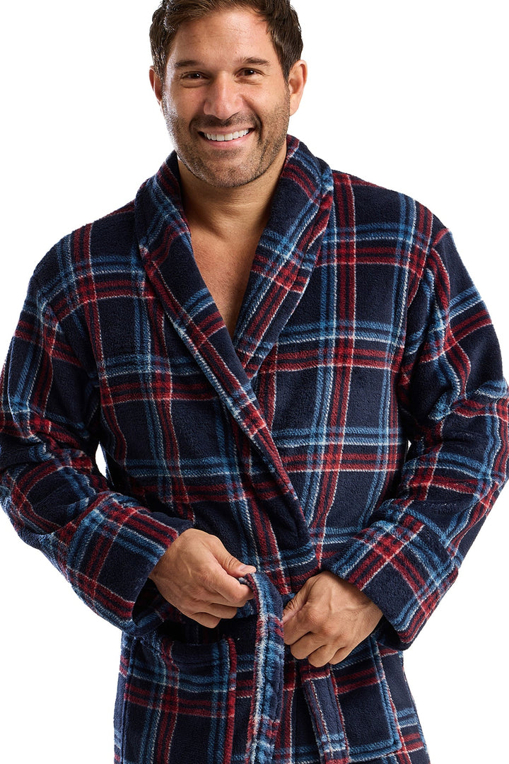 West Ridge Farsley Cosy & Warm Printed Fleece Shawl Collar Robe