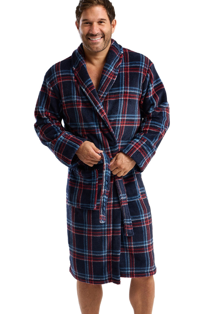West Ridge Farsley Cosy & Warm Printed Fleece Shawl Collar Robe