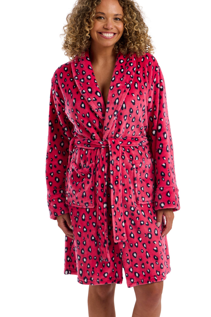 Neon Leopard Plush & Cosy Shawl Collar Fleece Robe