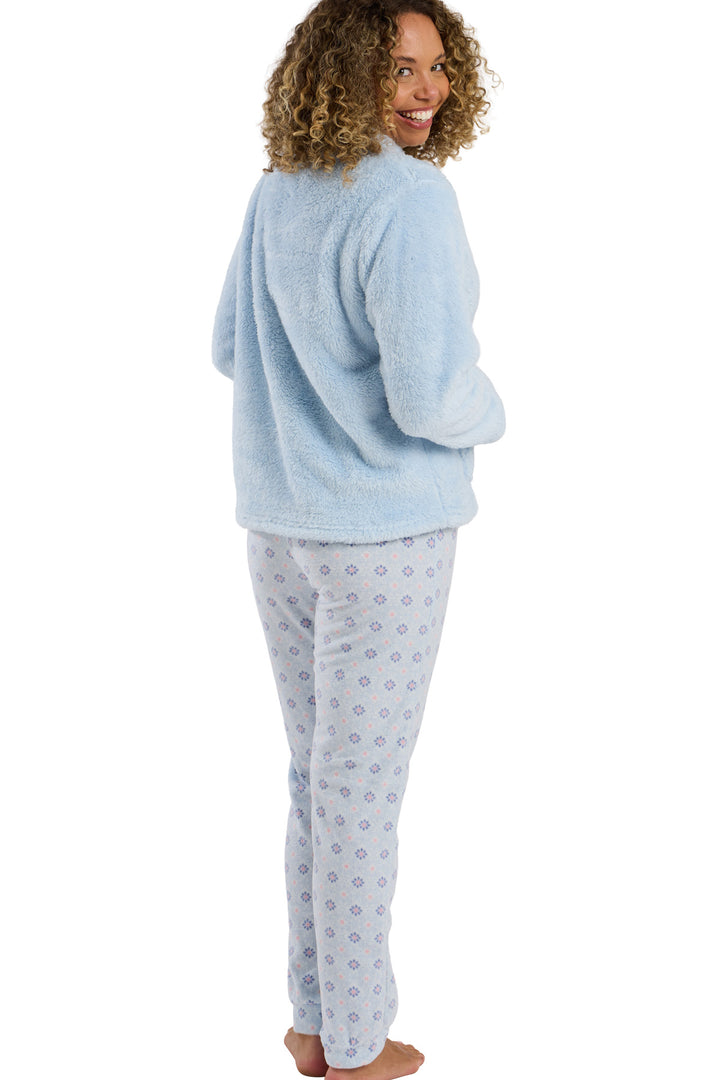 Cosy Fleece Top & Warm Pretty Geometric  Jogger Pyjama Set