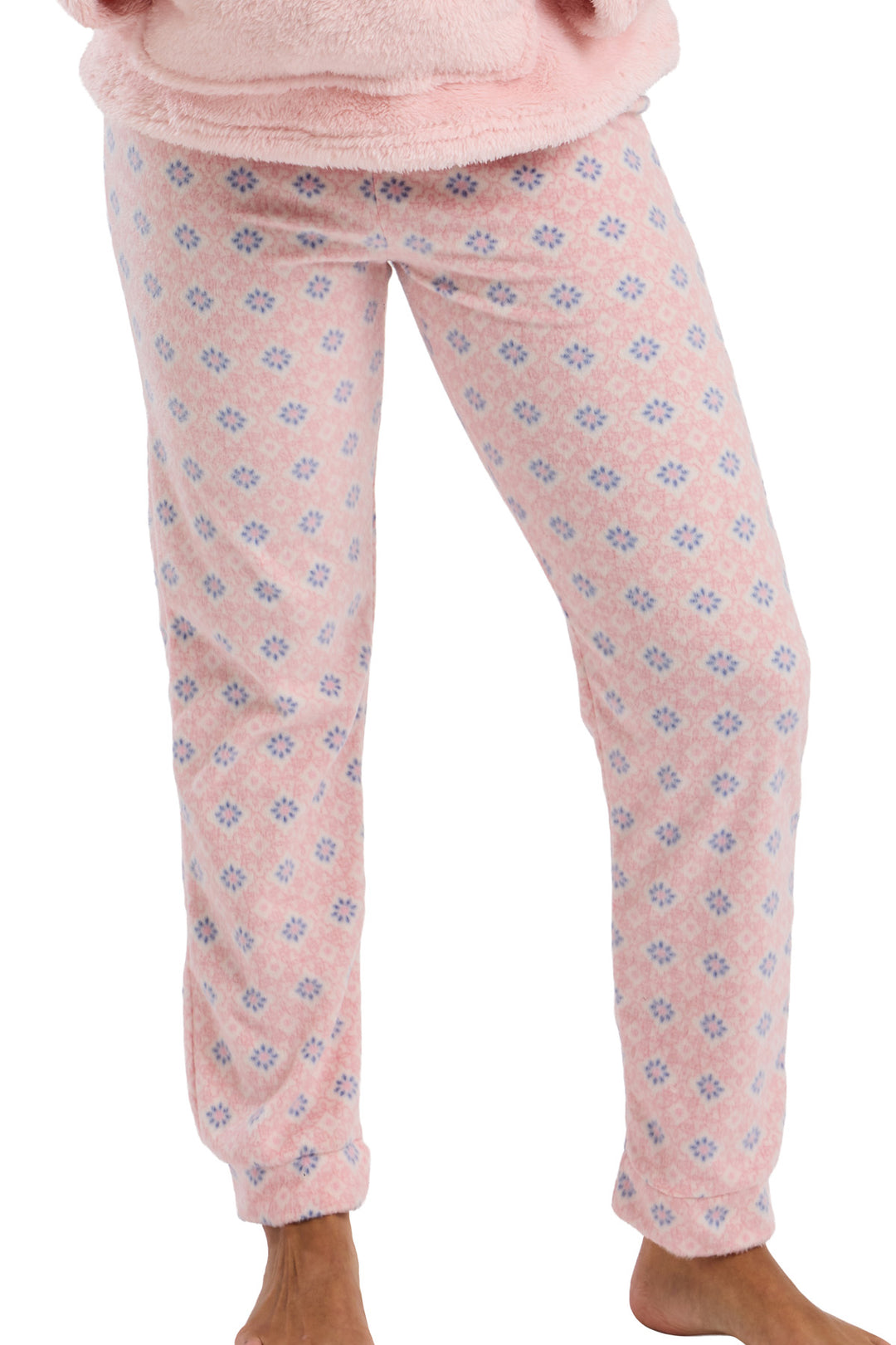 Cosy Fleece Top & Warm Pretty Geometric  Jogger Pyjama Set