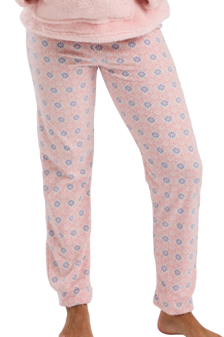 Cosy Fleece Top & Warm Pretty Geometric  Jogger Pyjama Set