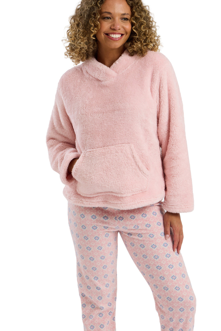 Cosy Fleece Top & Warm Pretty Geometric  Jogger Pyjama Set