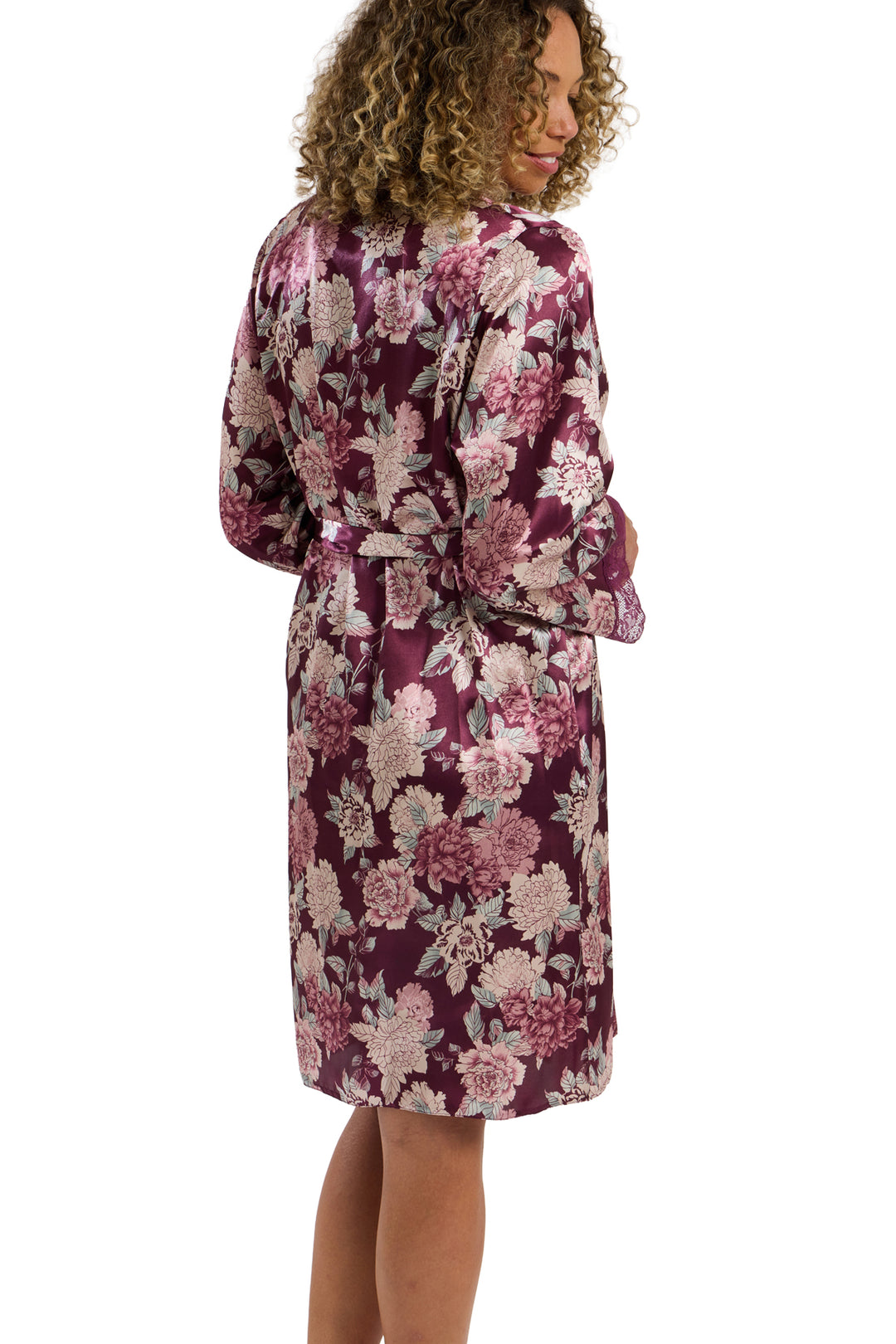 Lauren Luxe Floral Satin & Lace  Kimono