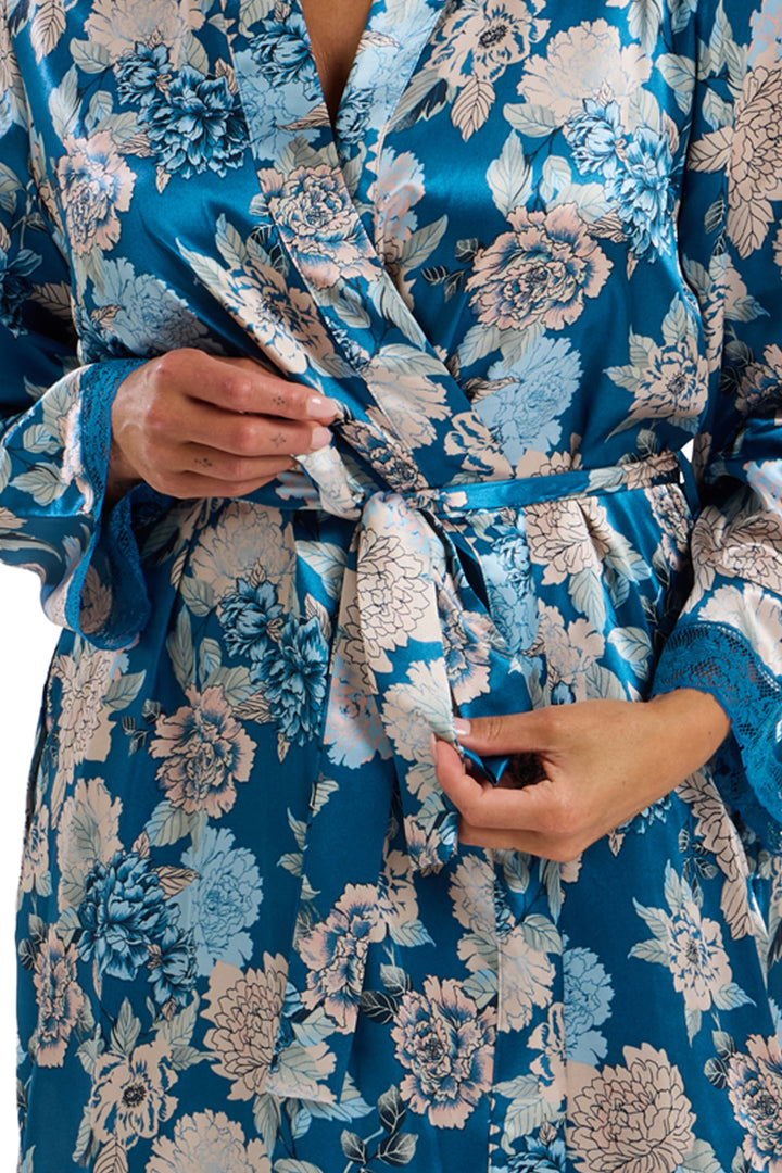 Lauren Luxe Floral Satin & Lace  Kimono