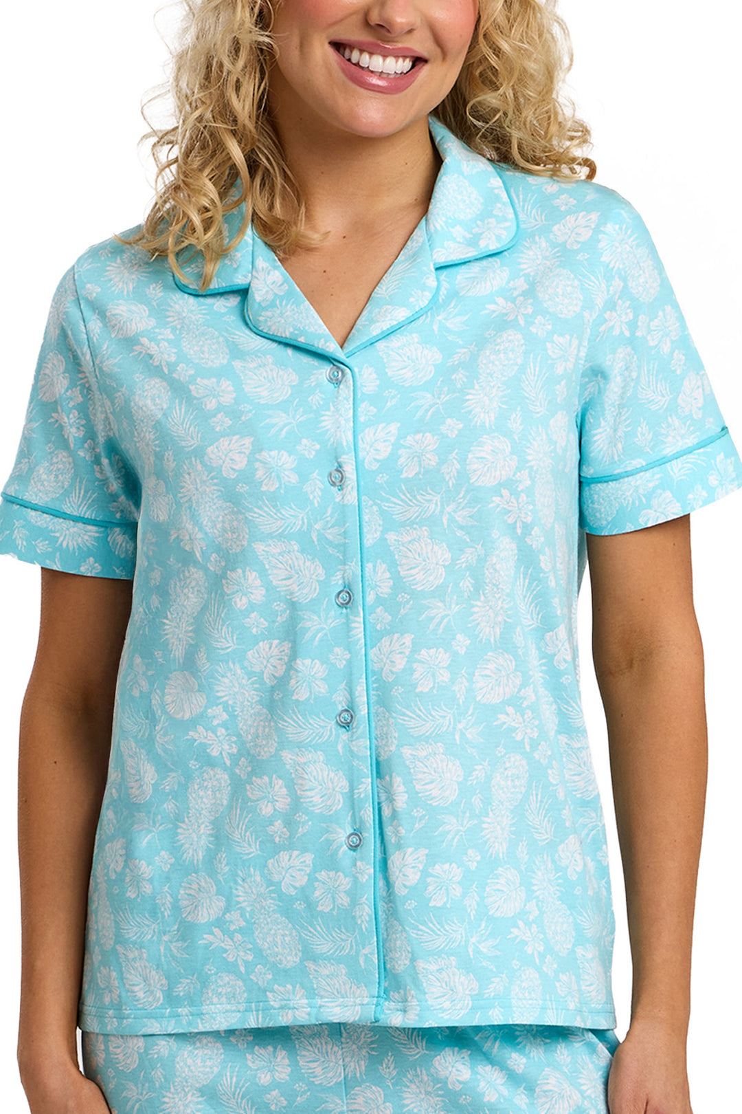 Pineapple Print  Soft & Comfy Jersey Revere Shorts Set