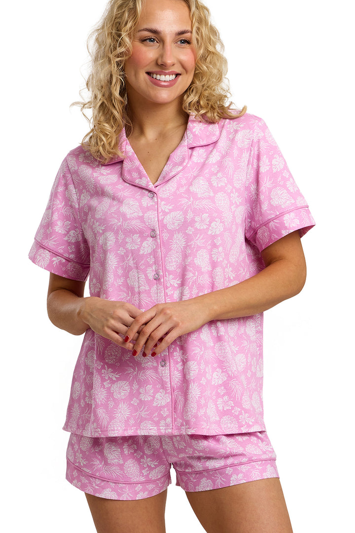 Pineapple Print  Soft & Comfy Jersey Revere Shorts Set