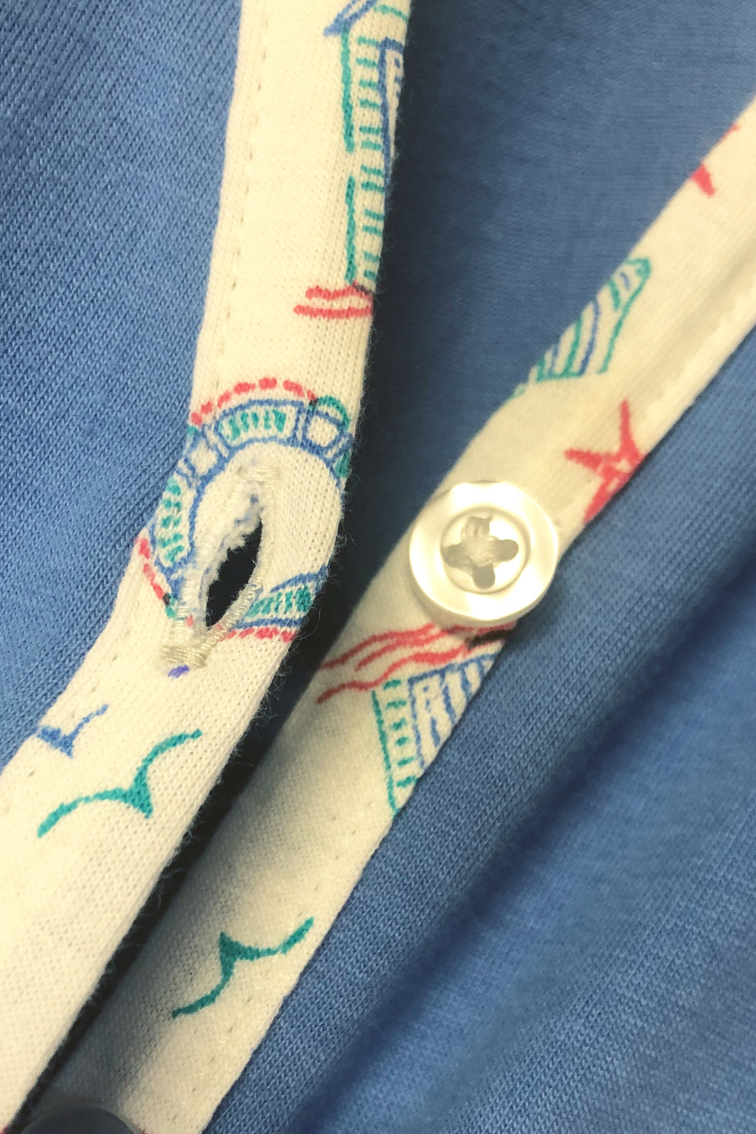 Coastal Blue Soft Cotton Jersey Button Nightshirt