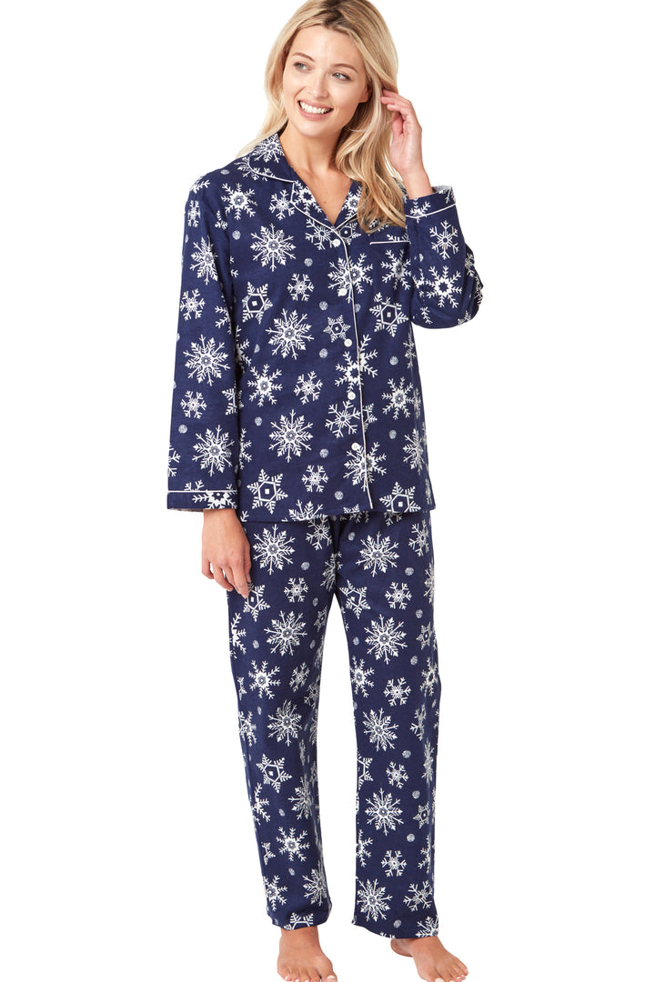 Cosy Snowflake Brushed Cotton Printed Pyjama Set