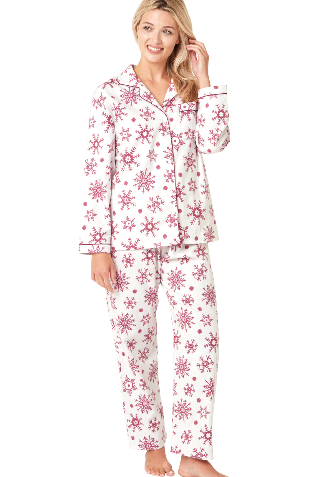 Cosy Snowflake Brushed Cotton Printed Pyjama Set