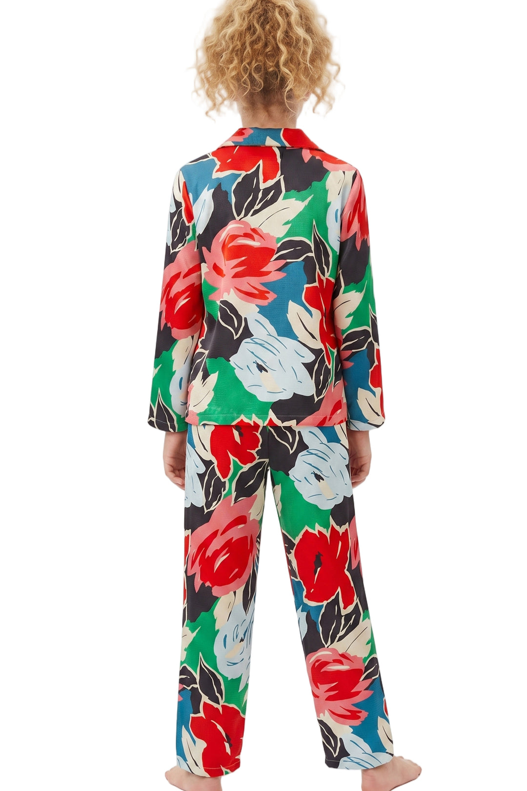 Indigo Sky Girls Bright Floral Satin Pyjama Set