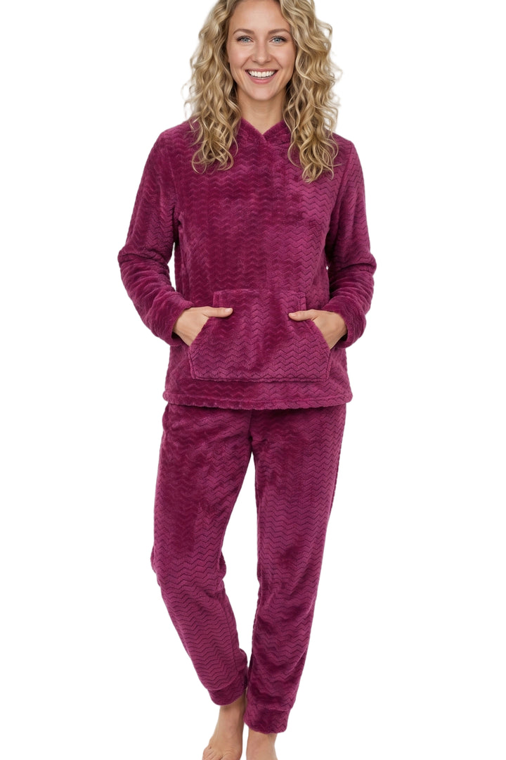 Zig Zag Fleece Hooded Loungewear Set