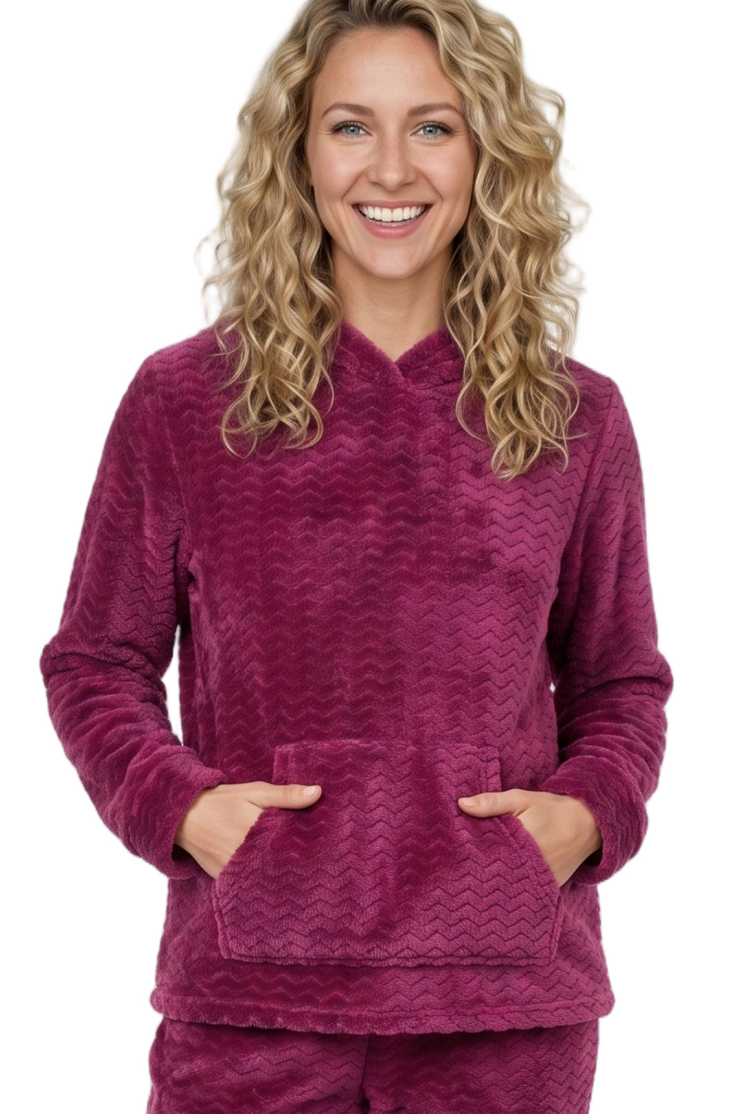 Zig Zag Fleece Hooded Loungewear Set