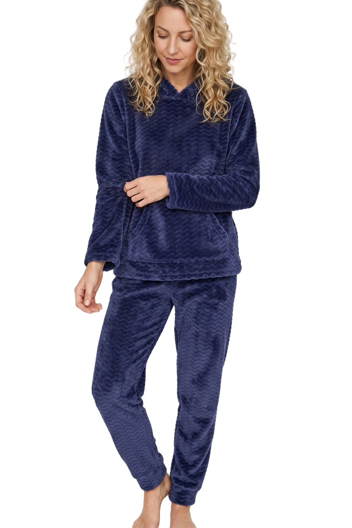 Zig Zag Fleece Hooded Loungewear Set