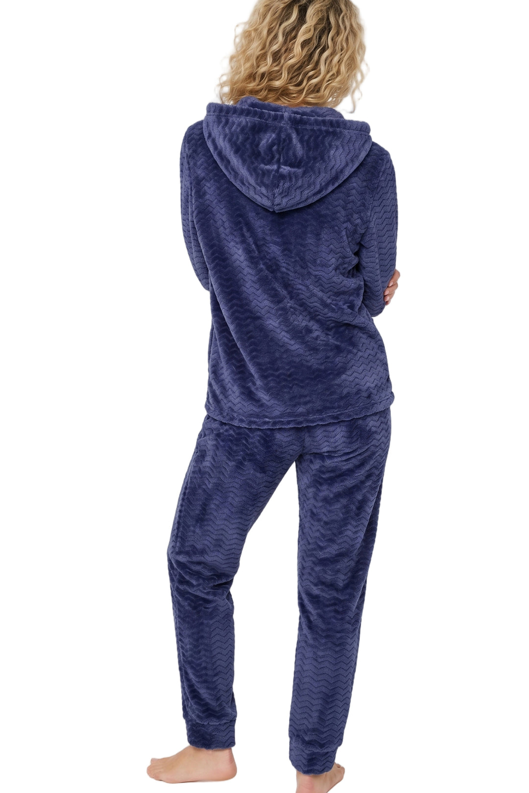 Zig Zag Fleece Hooded Loungewear Set