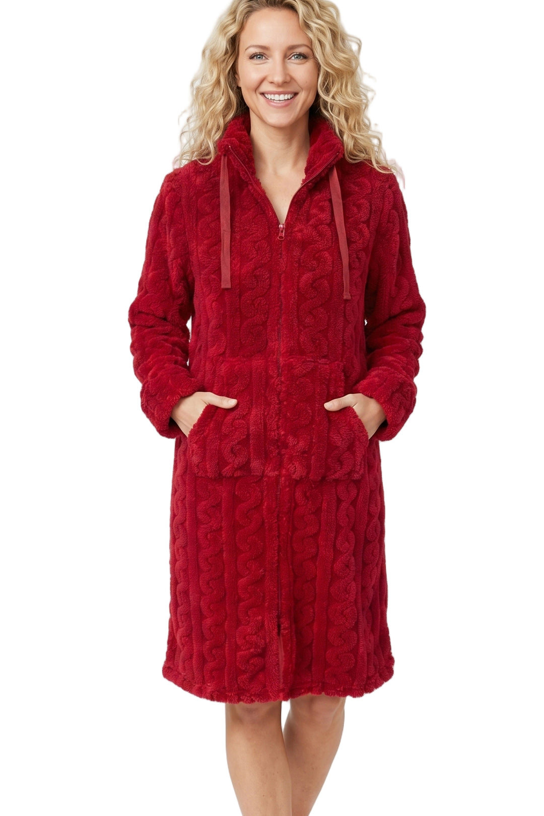 Cosy Cable Fleece Zipper Robe