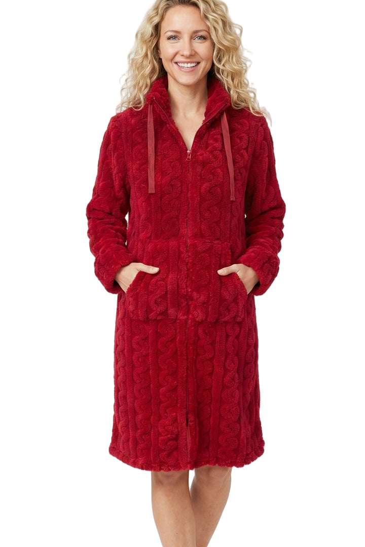 Cosy Cable Fleece Zipper Robe