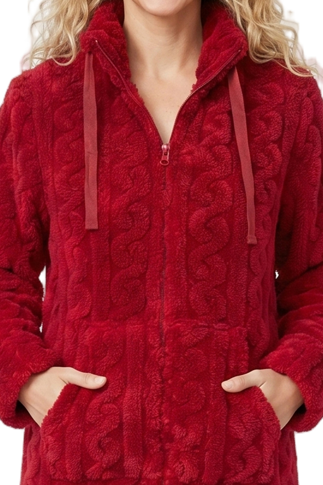 Cosy Cable Fleece Zipper Robe