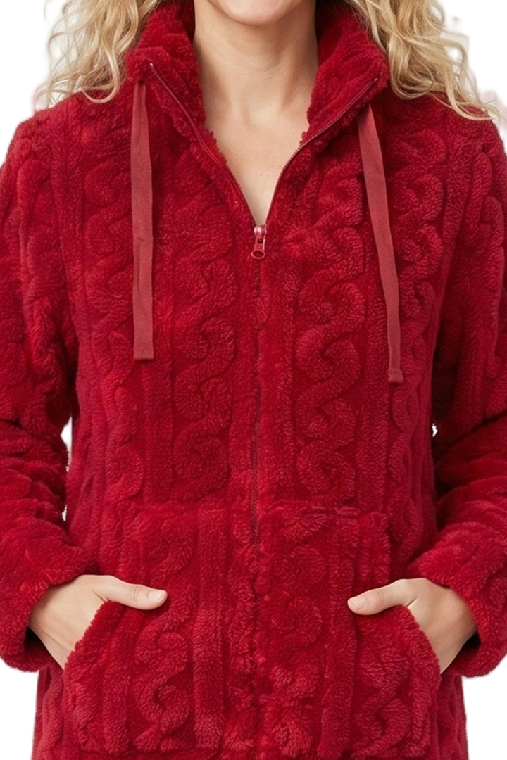 Cosy Cable Fleece Zipper Robe