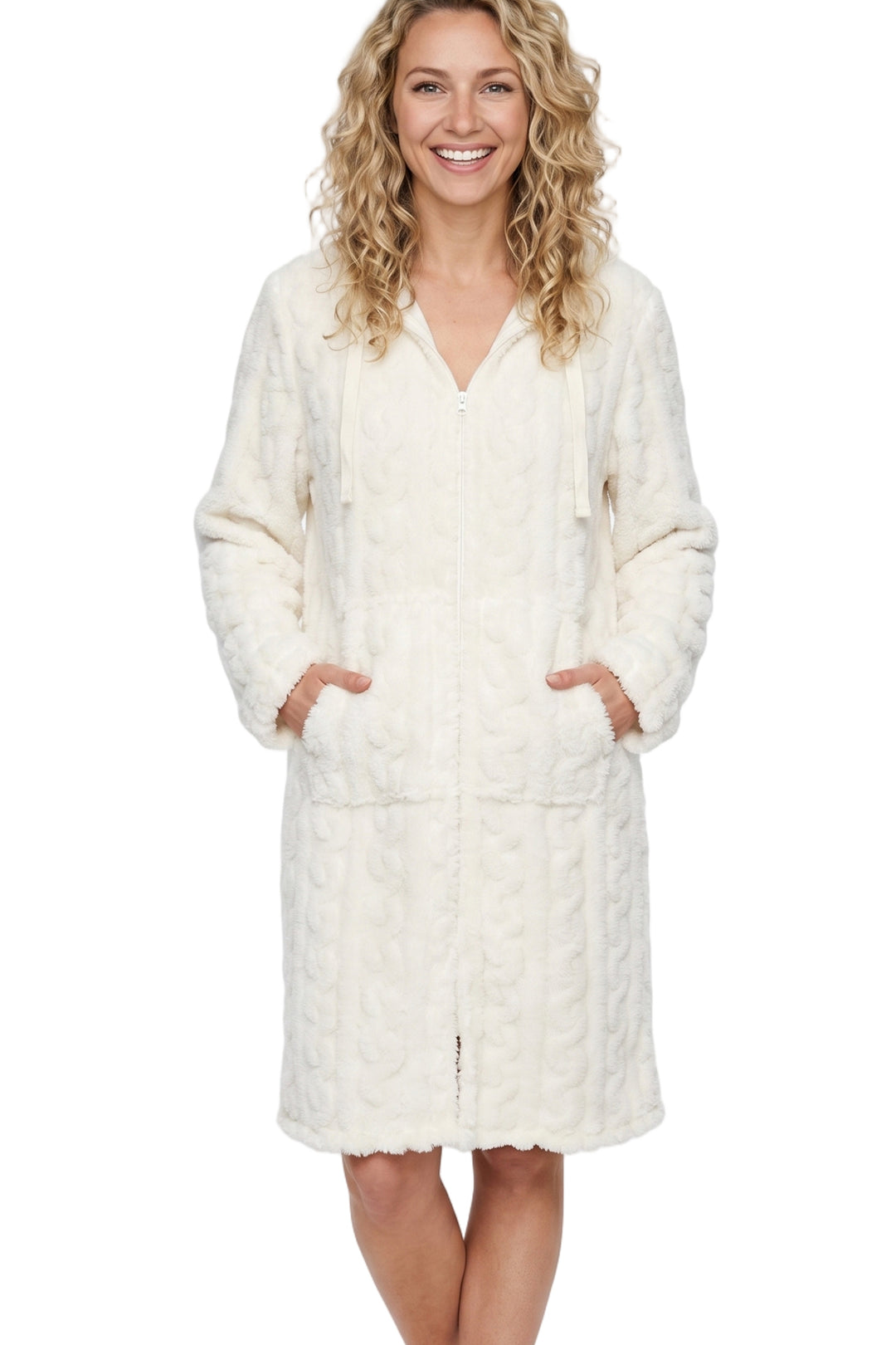 Cosy Cable Fleece Zipper Robe