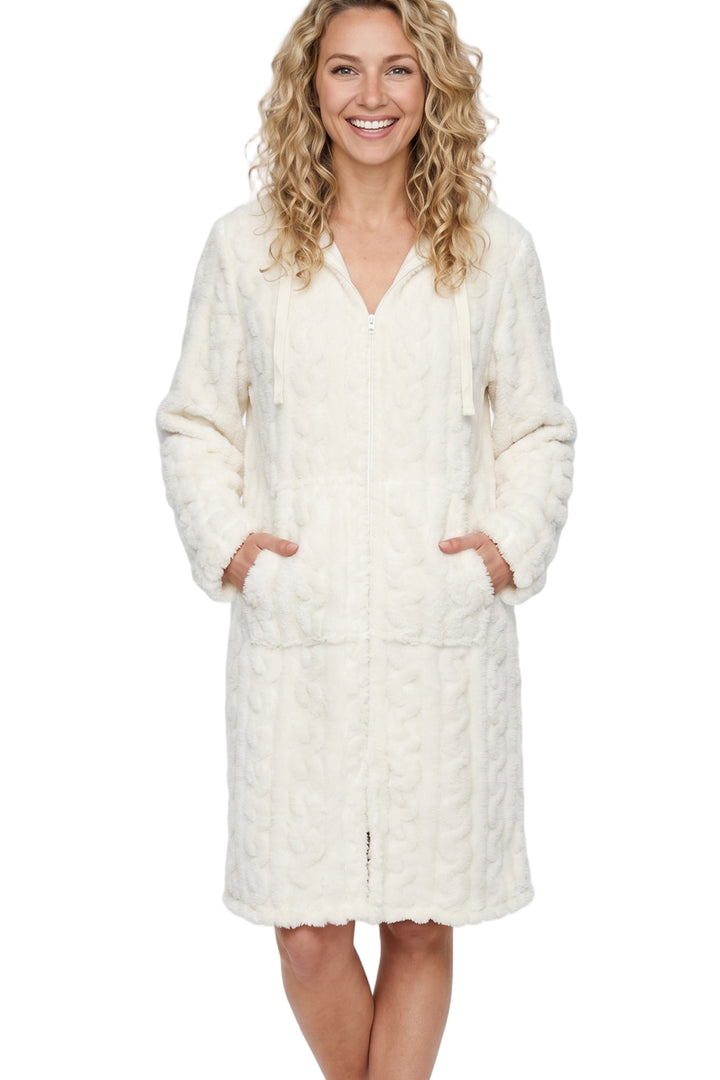 Cosy Cable Fleece Zipper Robe