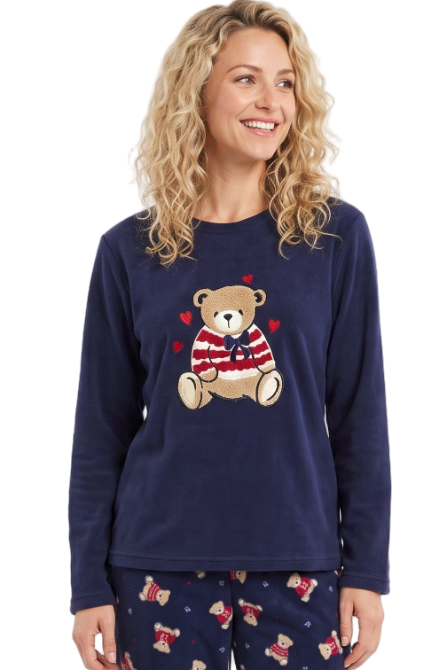 Cute Ted Applique Fleece Jogger PJ Set
