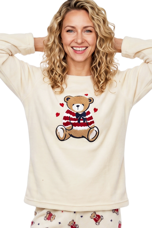 Cute Ted Applique Fleece Jogger PJ Set
