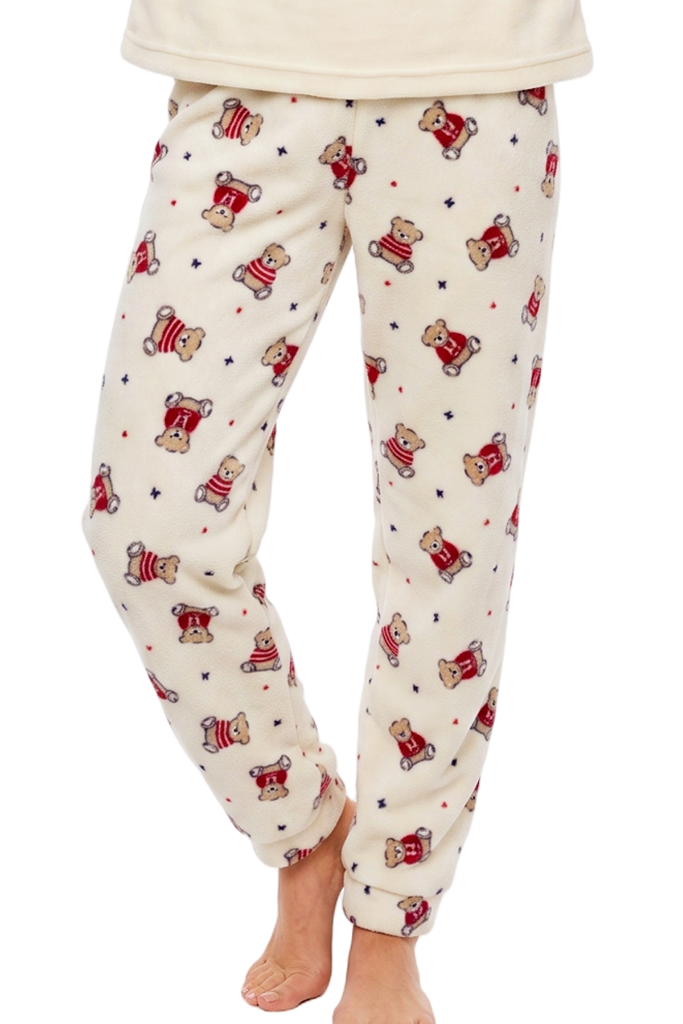 Cute Ted Applique Fleece Jogger PJ Set