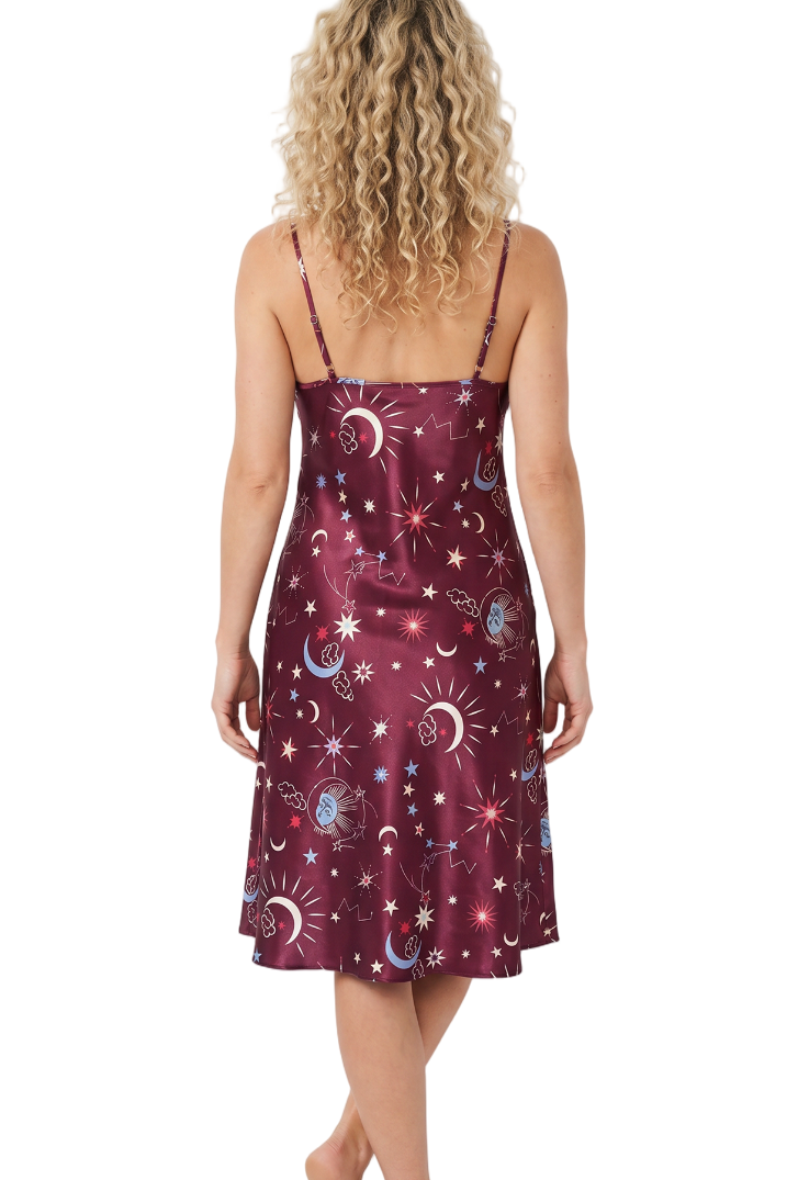 Starry Nights Print Satin Chemise