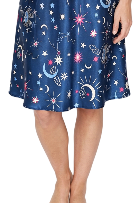 Starry Nights Print Satin Chemise