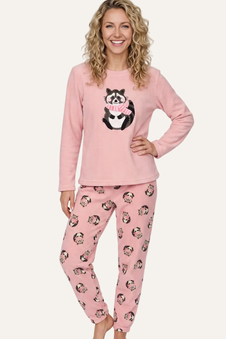 Dreamy Raccoon  Applique Fleece PJ Set