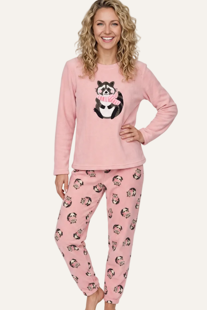 Dreamy Raccoon  Applique Fleece PJ Set