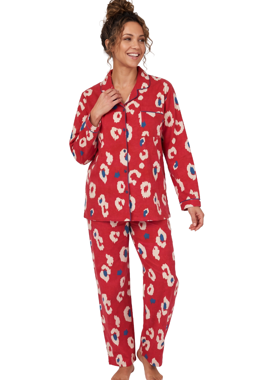 Kira Leopard Brushed Cotton Printed Pyjama Set