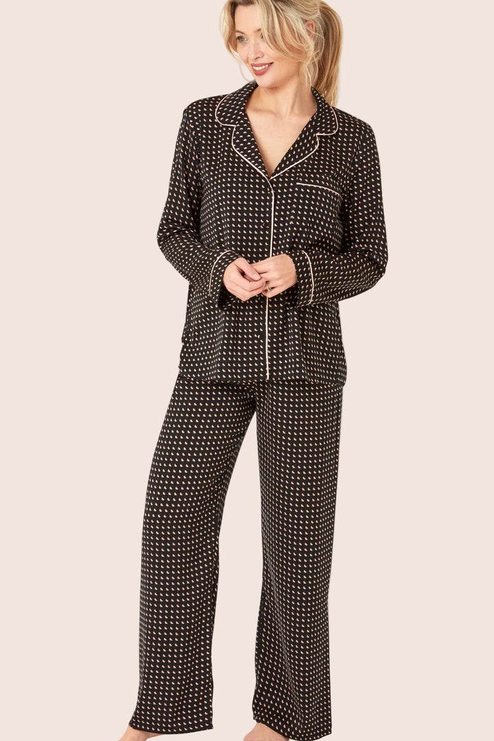 Indigo Sky Edit Moon Print Piped Pyjama Set