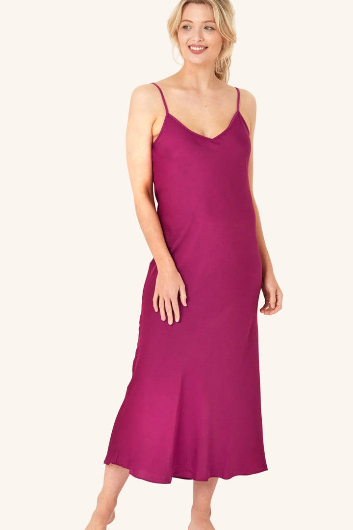 Indigo Sky Edit Rosy Red Satin Long Chemise