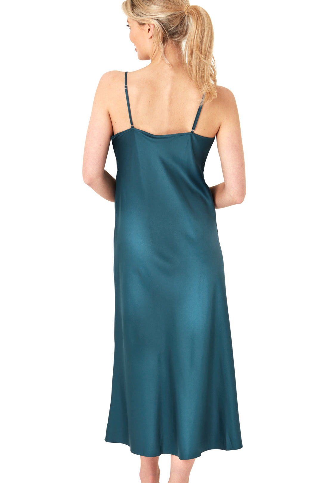Indigo Sky Edit Long Peacock Blue Satin Chemise