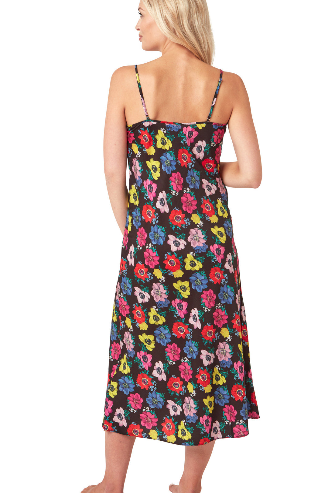Indigo Sky Edit Long Print Satin Strappy Nightgown
