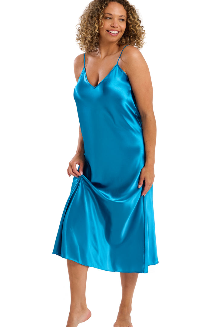 Indigo Sky Edit Strappy Long Satin Chemise