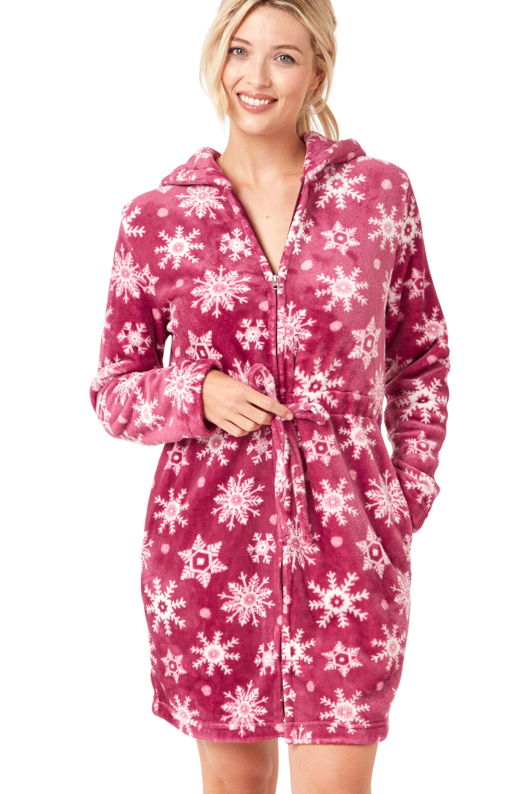 Snowflake Fleece  Zipped Hooded Wrap