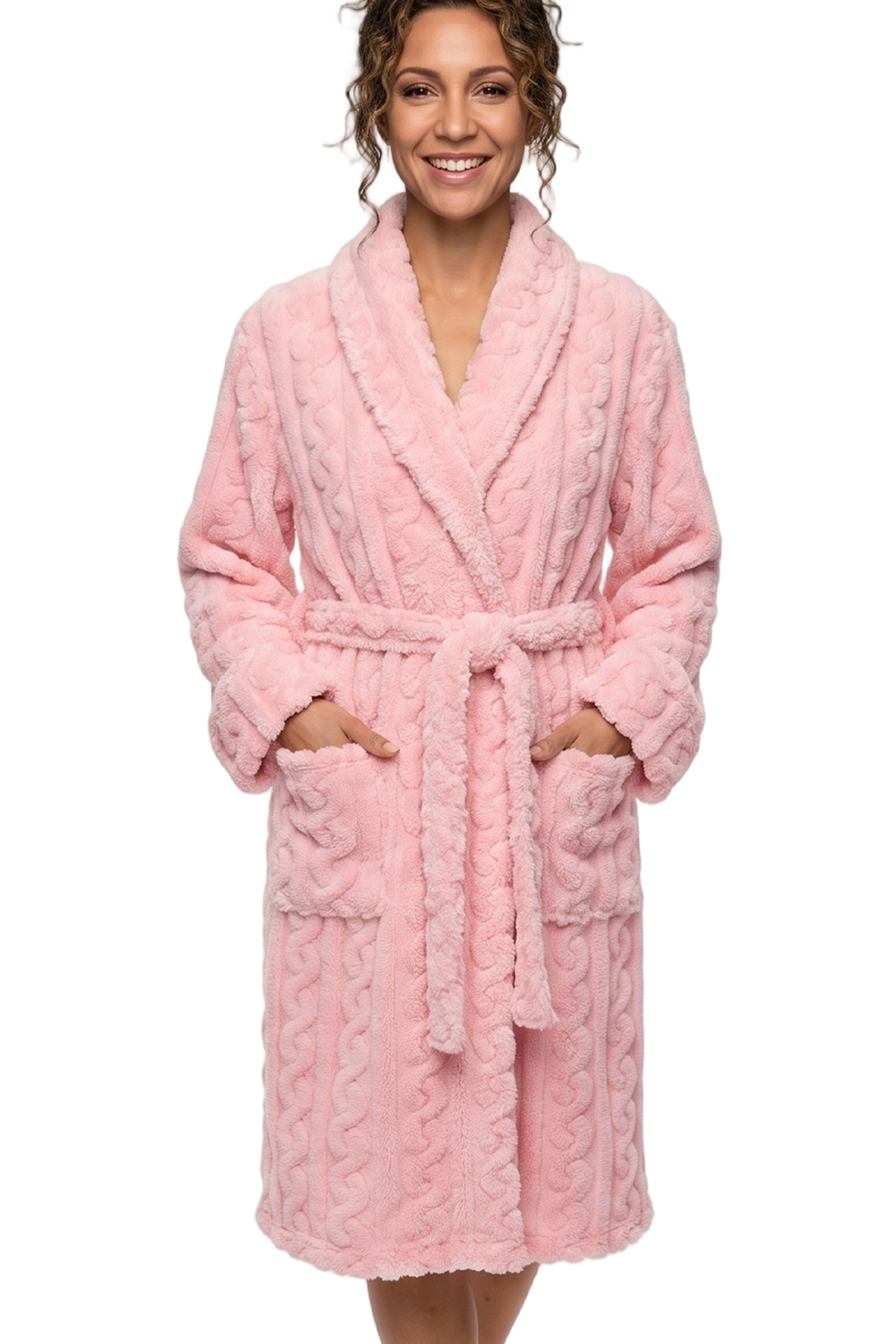 Cosy Cable Knit Fleece Robe