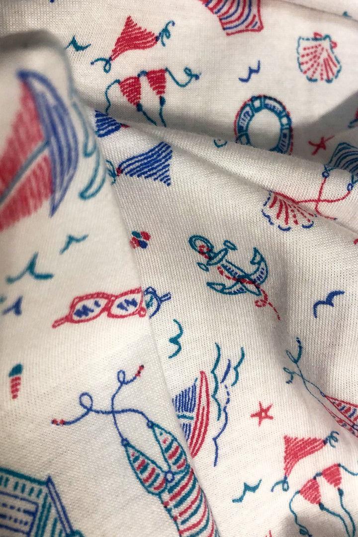 Beach Print Soft Cotton Jersey Robe